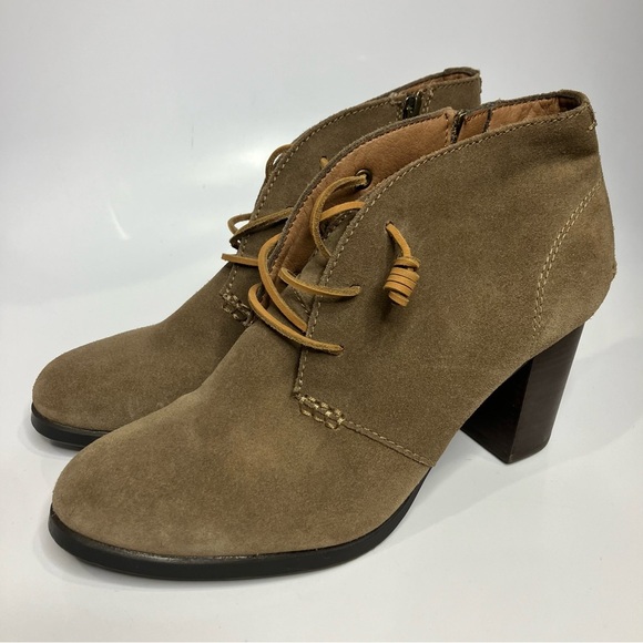 Sperry Dasher Gale tan suede ankle boots heels women’s size 11 neutral casual - Picture 1 of 8
